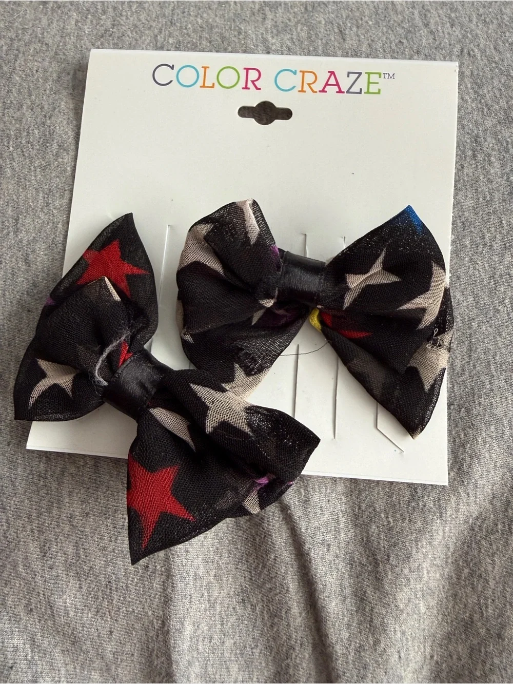 Color Craze Kids Black Star Bow Hair Clips - Set of 2